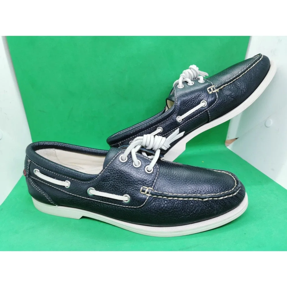 Rare Cole Haan Men's Size 10.5M Navy Blue Leather Causal Slip On Boat Shoes
